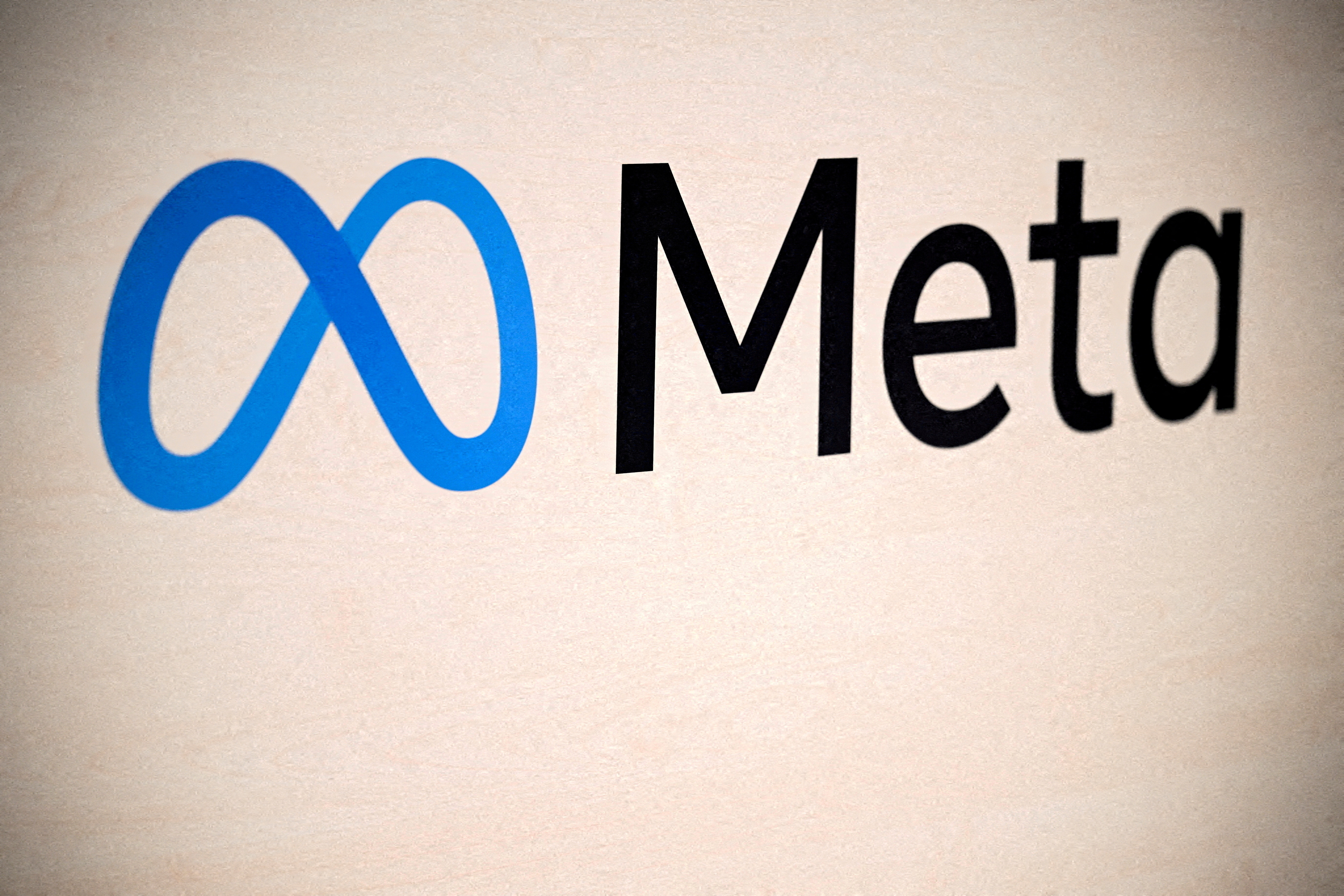 A Meta logo is pictured at a trade fair in Hannover Messe, in Hanover, Germany. (Reuters)